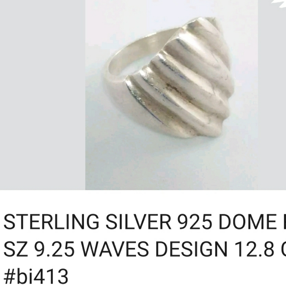 Mexico .925 Solid Sterling Silver Dome Ring 9.25 - image 6